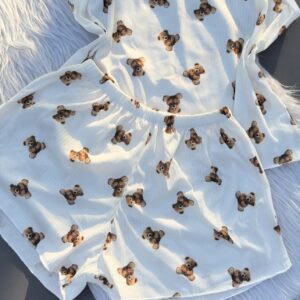 تاپ شلوارک نخ خرس قهوه ای