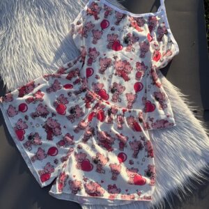 تاپ شلوارک نخ پیشی صورتی