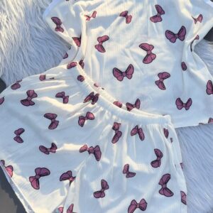 تاپ شلوارک نخ پاپیون صورتی