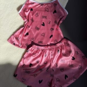 تاپ شلوارک ساتن الیکس صورتی لاو