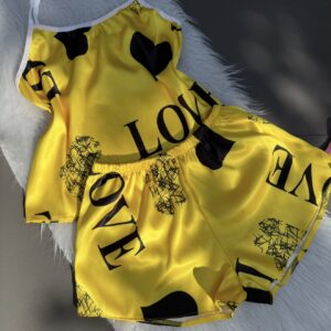 تاپ شلوارک ساتن الیکس لاوچین زرد