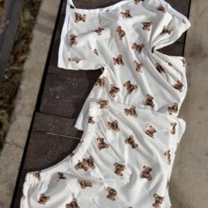 تاپ شلوارک نخ خرسی قهوه ای