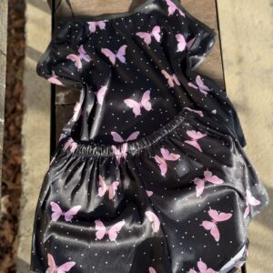 تاپ شلوارک ساتن الیکس پروانه مشکی