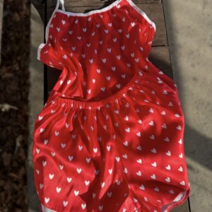 تاپ شلوارک ساتن الیکس قرمز قلبی